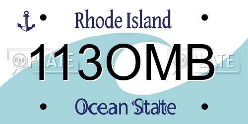 113OMB Rhode Island License Plate