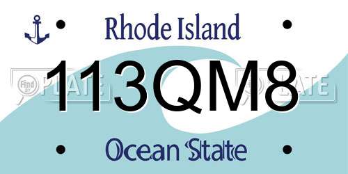 113QM8 Rhode Island License Plate