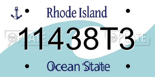 11438T3 Rhode Island License Plate