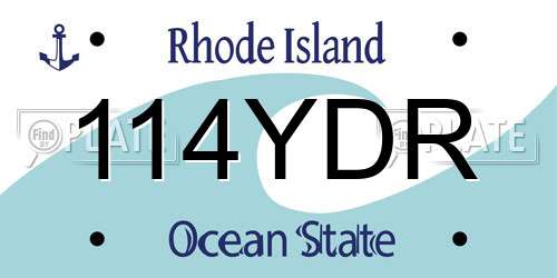 114YDR Rhode Island License Plate