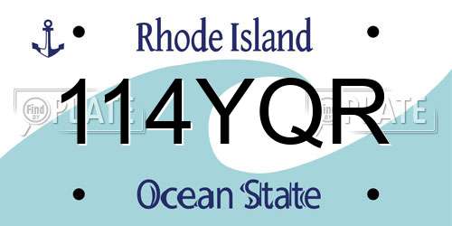 114YQR Rhode Island License Plate