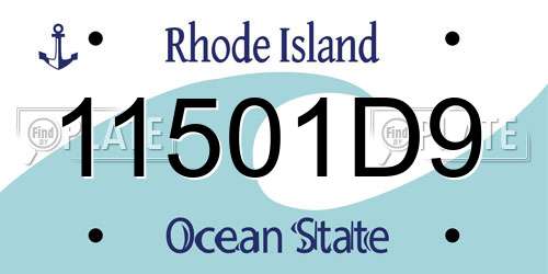 11501D9 Rhode Island License Plate