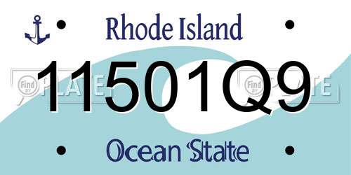 11501Q9 Rhode Island License Plate