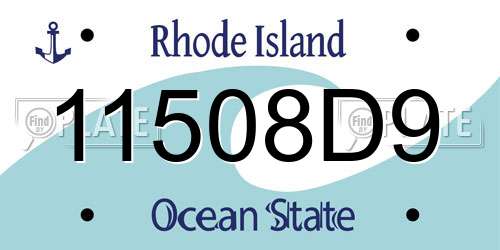 11508D9 Rhode Island License Plate