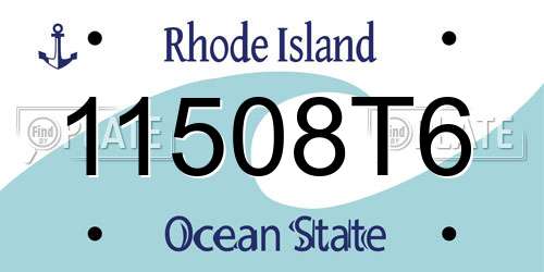 11508T6 Rhode Island License Plate