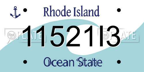 11521I3 Rhode Island License Plate