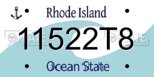 11522T8 Rhode Island License Plate