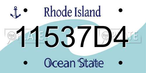 11537D4 Rhode Island License Plate