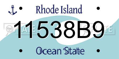 11538B9 Rhode Island License Plate