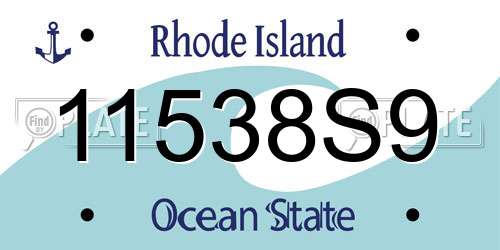 11538S9 Rhode Island License Plate