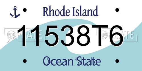 11538T6 Rhode Island License Plate