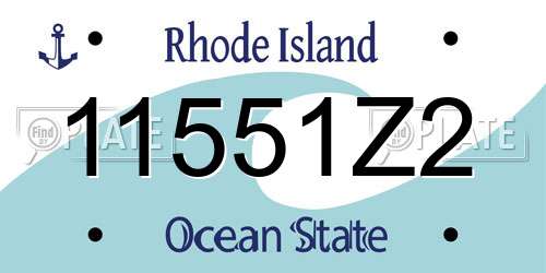11551Z2 Rhode Island License Plate
