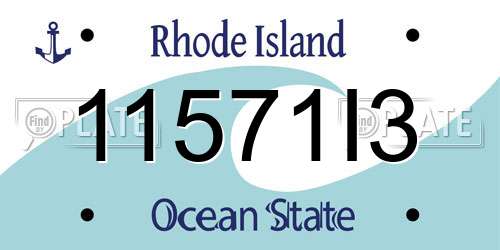 11571I3 Rhode Island License Plate