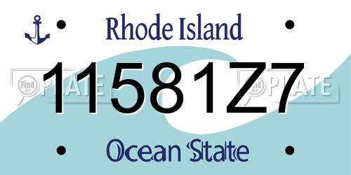 11581Z7 Rhode Island License Plate