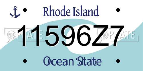 11596Z7 Rhode Island License Plate