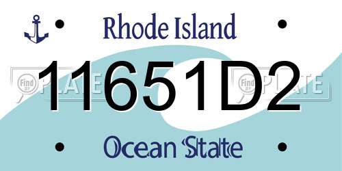 11651D2 Rhode Island License Plate