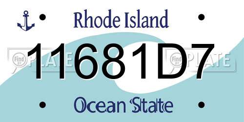 11681D7 Rhode Island License Plate