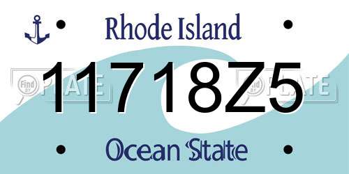 11718Z5 Rhode Island License Plate