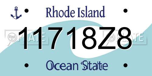 11718Z8 Rhode Island License Plate