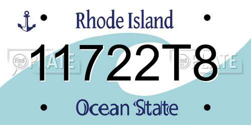 11722T8 Rhode Island License Plate