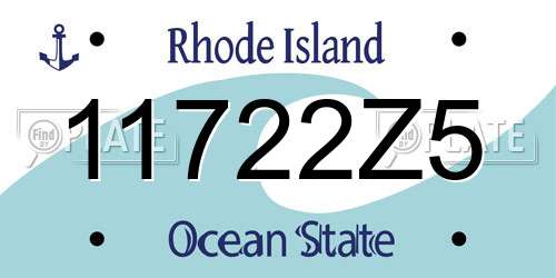 11722Z5 Rhode Island License Plate