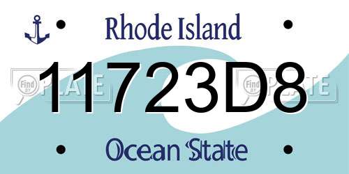 11723D8 Rhode Island License Plate