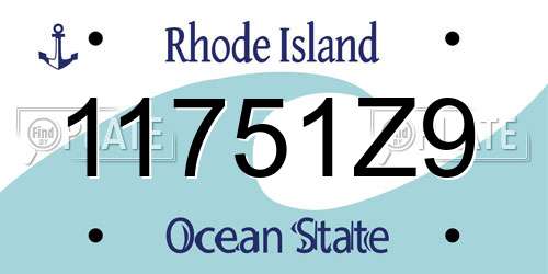11751Z9 Rhode Island License Plate