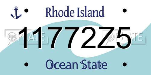 11772Z5 Rhode Island License Plate