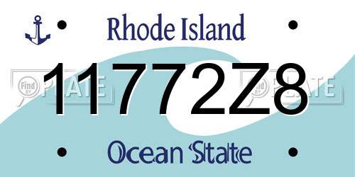11772Z8 Rhode Island License Plate