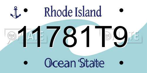 11781T9 Rhode Island License Plate