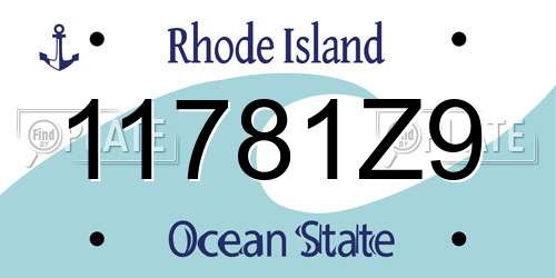 11781Z9 Rhode Island License Plate