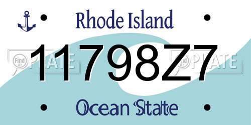 11798Z7 Rhode Island License Plate