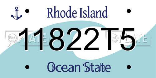 11822T5 Rhode Island License Plate