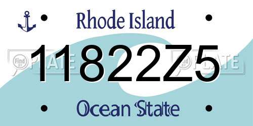 11822Z5 Rhode Island License Plate