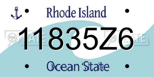 11835Z6 Rhode Island License Plate