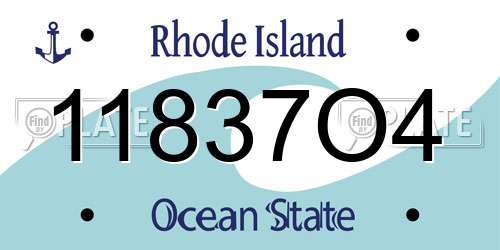 11837O4 Rhode Island License Plate