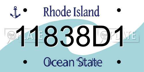 11838D1 Rhode Island License Plate