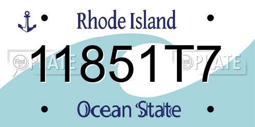 11851T7 Rhode Island License Plate