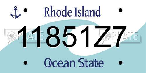 11851Z7 Rhode Island License Plate