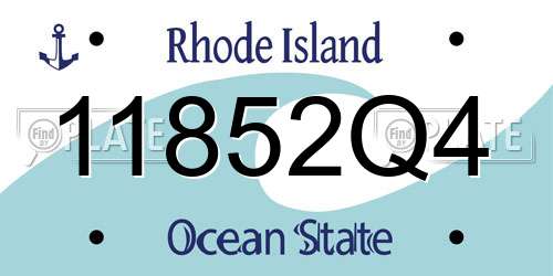 11852Q4 Rhode Island License Plate
