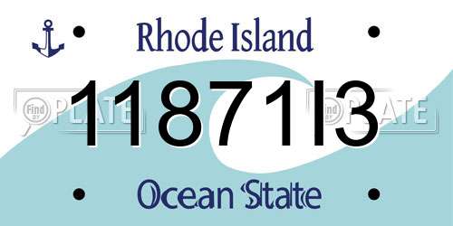 11871I3 Rhode Island License Plate