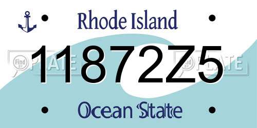 11872Z5 Rhode Island License Plate