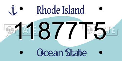 11877T5 Rhode Island License Plate