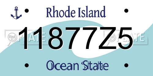 11877Z5 Rhode Island License Plate