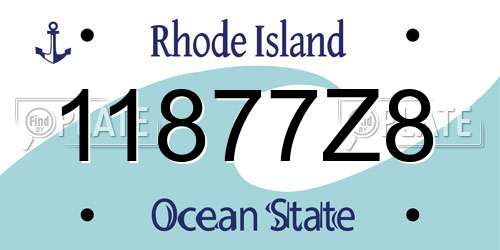 11877Z8 Rhode Island License Plate