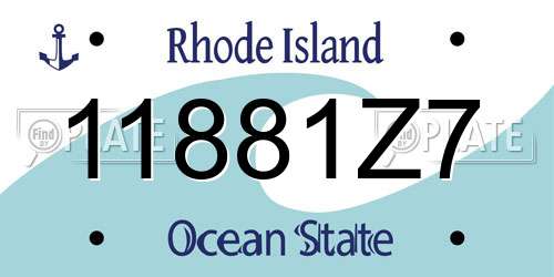 11881Z7 Rhode Island License Plate