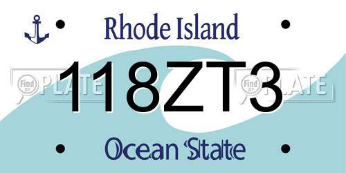 118ZT3 Rhode Island License Plate