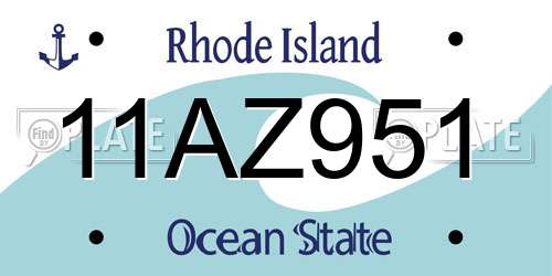 11AZ951 Rhode Island License Plate