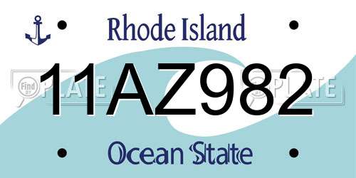 11AZ982 Rhode Island License Plate
