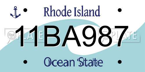 11BA987 Rhode Island License Plate